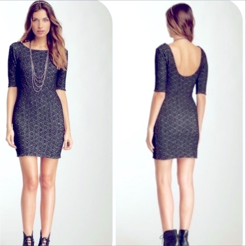 FREE PEOPLE BLACK BODYCON MINI DRESS SIZE MEDIUM